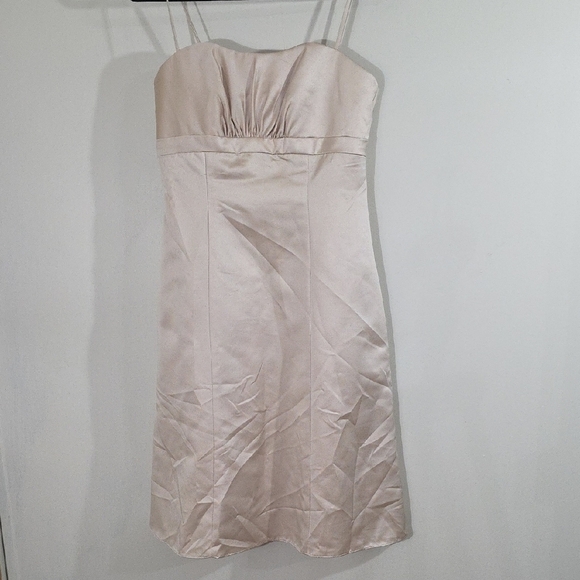 David's Bridal Cream Ruched Sundress Spaghetti Strap - Picture 1 of 5